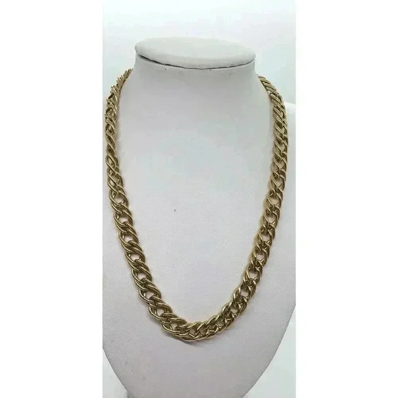 Vintage Double Link Chunky Heavy Necklace Gold Tone Sarah Coventry - Picture 2 of 5